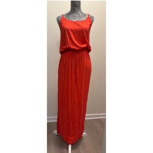 Tommy Bahama Orange Spaghetti Strap Maxi Side Side Slit Pockets Size‎ XS/TP